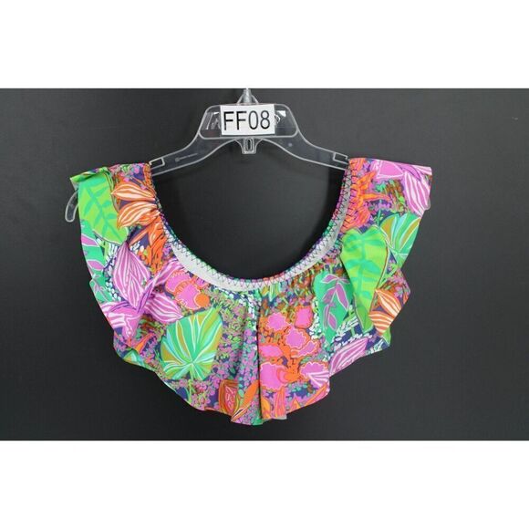 Trina Turk Swimsuit Bikini Top Bra size 10 Tropical Escape Ruffle - Picture 7 of 8